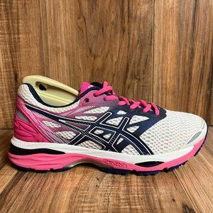 Asics Gel Cumulus 18 Womens Running Shoes White Pink Blue Athletic T6C8N Size 7